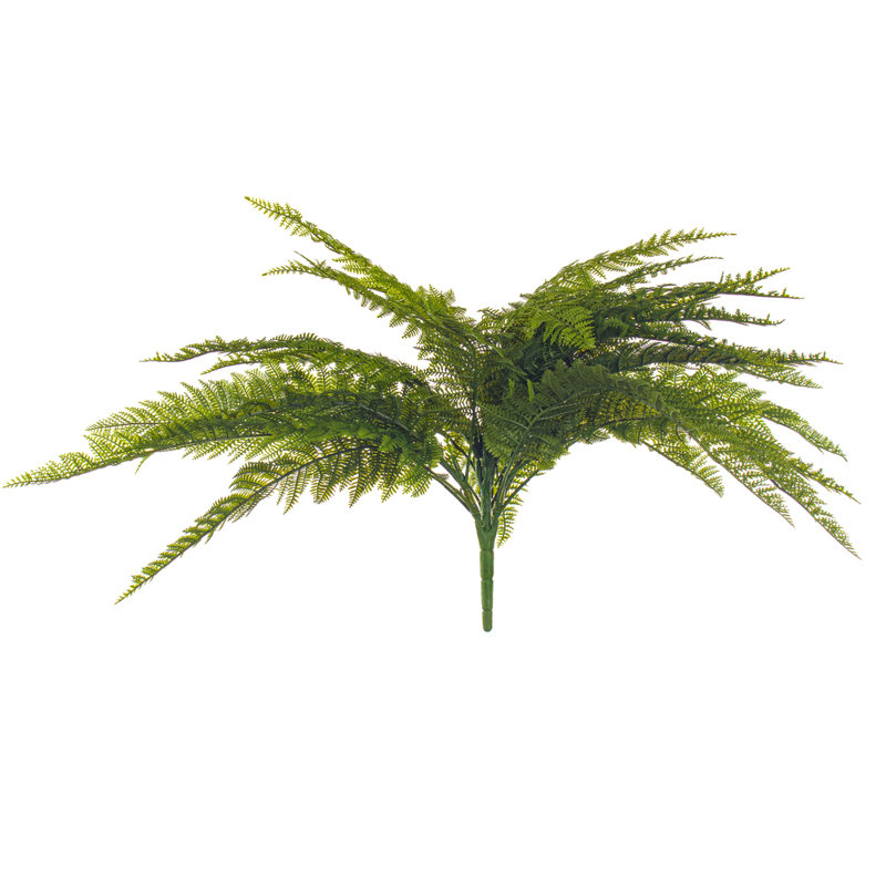 Green Artificial Leather Fern Bush, 26" H x 21" W x 18" D