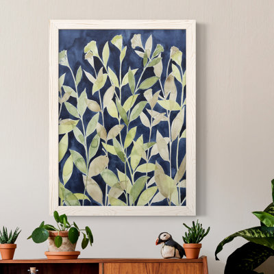 «Indigo Blooming Night I», peinture sur toile encadrée