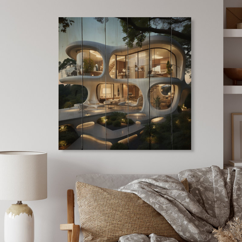 Ceria California Dream House V sur impression sur bois, H 25 po x l 25 po x P 0,78 po