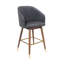 Tabouret de bar 28 po en velours avec pieds en bois d'hévéa-357615752