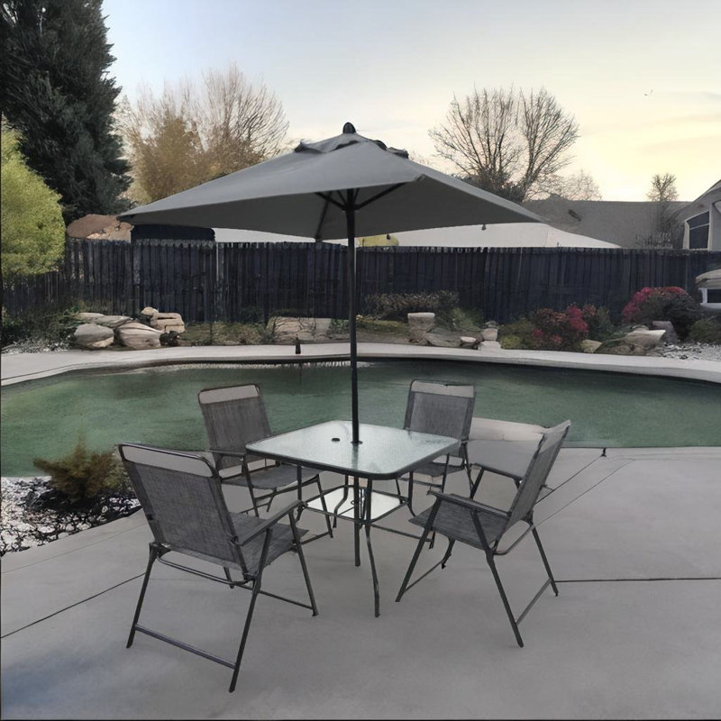 Table de camping carrée pour 4 personnes avec parasol Bhaktivinod