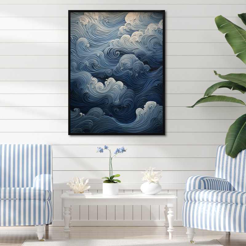 «Coastal Wave dénouant l'horizon sur toile», H 32 po x l 24 po x P 1 po, Cadre flottant noir