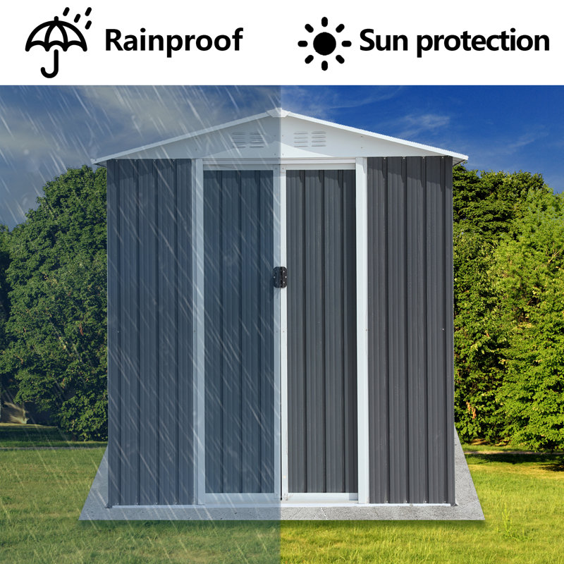 Metal Garden Shed For Patio Backyard Tools House Storage Shed, 29.8" H x 67.6" W x 46.4" D
