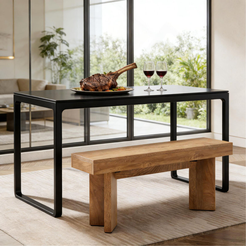 Dining Bench,Nordic Style Kitchen Table Bench,Bedroom Seating, Rustic Brown