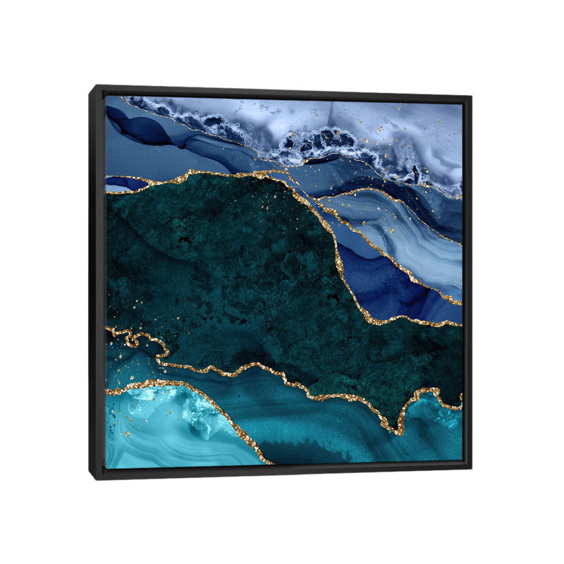 «Peacock Agate Texture II», reproduction d'art sur toile encadrée, Noir, H 18 po x l 18 po