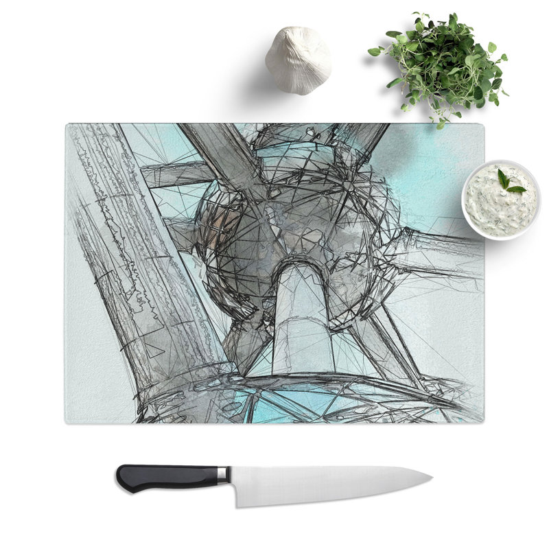 Atomium in Brussels Vol.2 Sketch Chopping Board, 0.4cm H x 28.5cm W x 39cm L