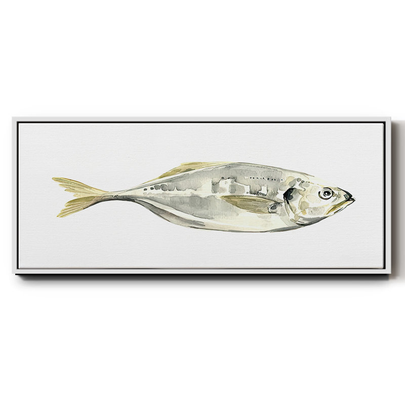 Silver Fish III- Framed Canvas, 8" H x 20" W