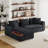 93.7'' L-shaped Chenille Upholstered Sectional Sofa With Left-facing Chaise And Built-in Wooden Storage Compartment-267345121
