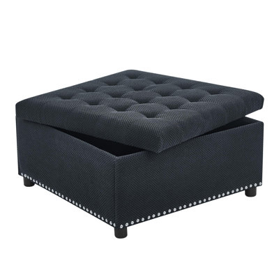 Storage Ottoman, Tufted Footstool, Nailhead Trim Ottoman, Square Storage Ottoman, Upholstered Coffee Table, Bedroom Storage, Living Room Accent