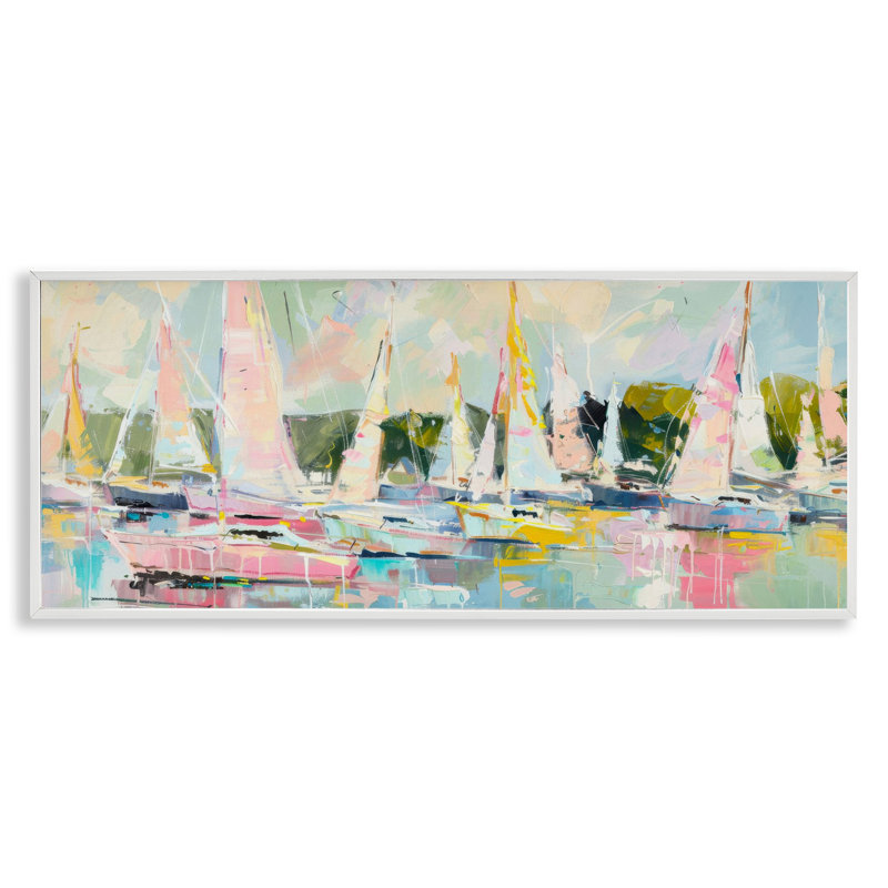 Voile pastel avec giclée encadrée de peinture moderne, design by Creative Studio, H 10 po x l 24 po