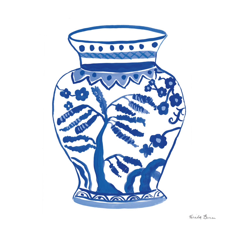 " Chinoiserie IV " by Farida Zaman, 12" H x 12" W, No, Wrapped Canvas