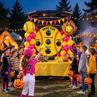 Trousse de décoration de voiture pour l'Halloween sur le thème du softball (40 pièces), idéal pour une fête de lancer de balle.