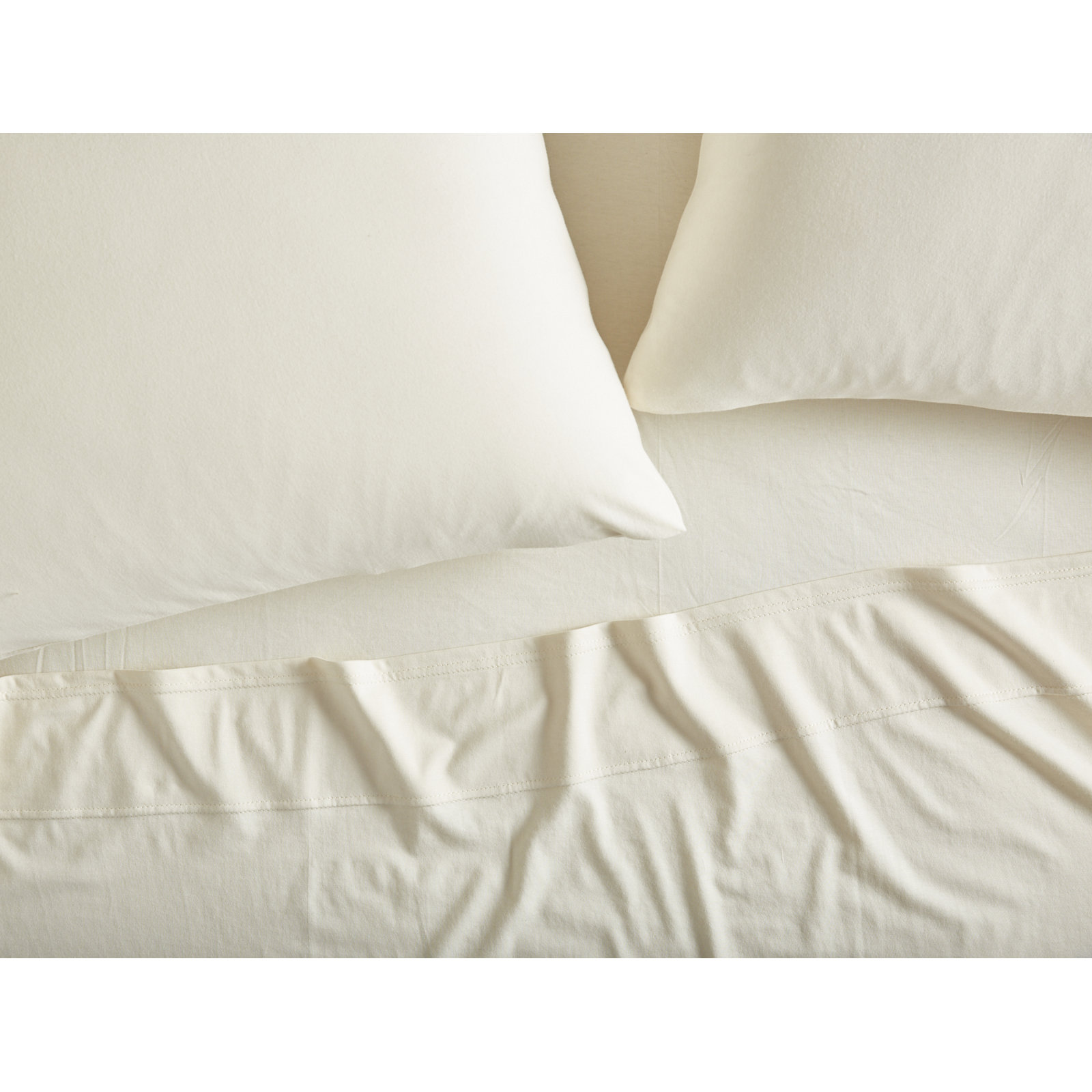Jersey 100% Cotton Jersey Knit Sheet Set, Queen, Natural