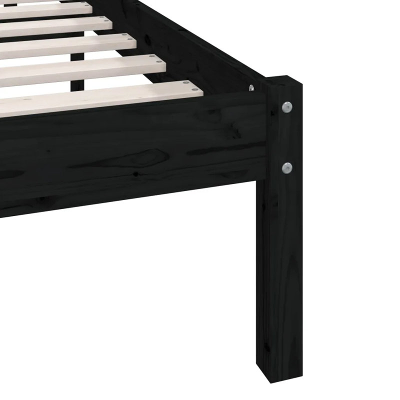 Bed Frame Solid Wood, 75 x 190cm, black