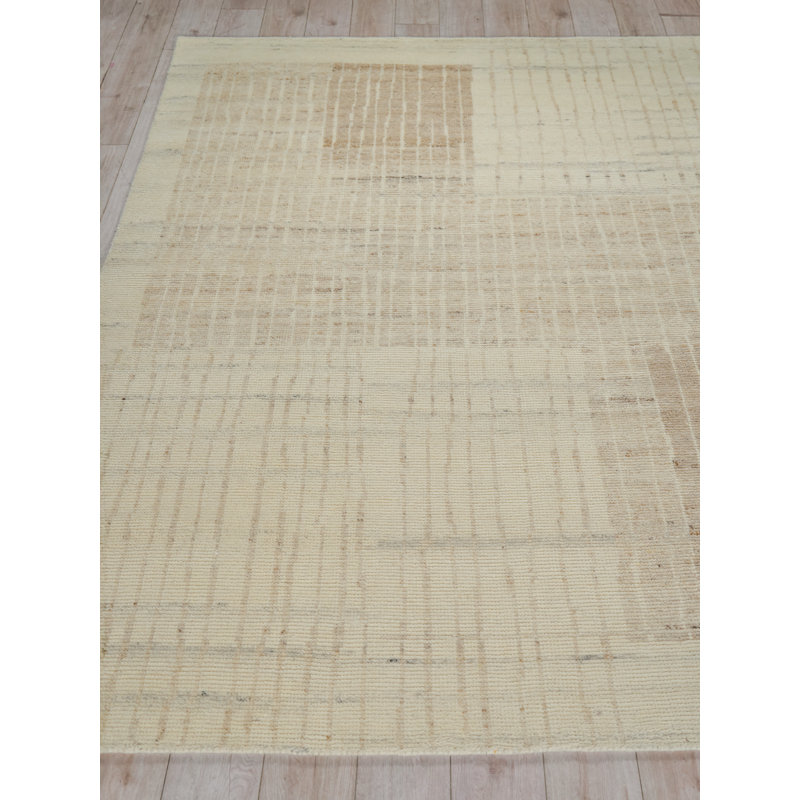 Talido hand-knotted New Zealand Wool Ivory Area Rug, 9'X12'