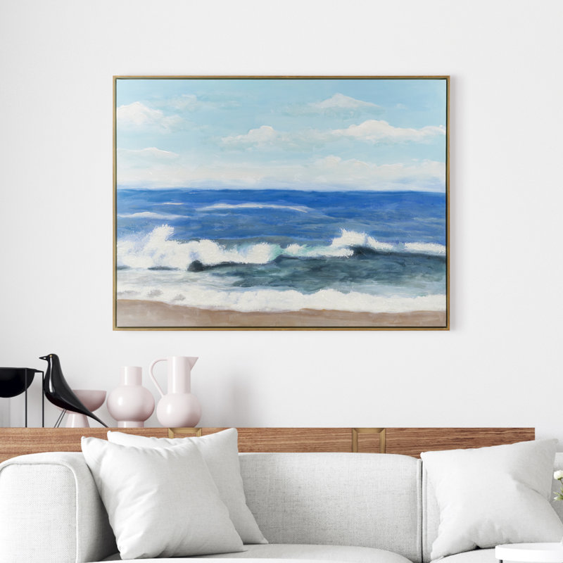 Toile tendue encadrée traditionnelle Break Waves 41 x 31 po