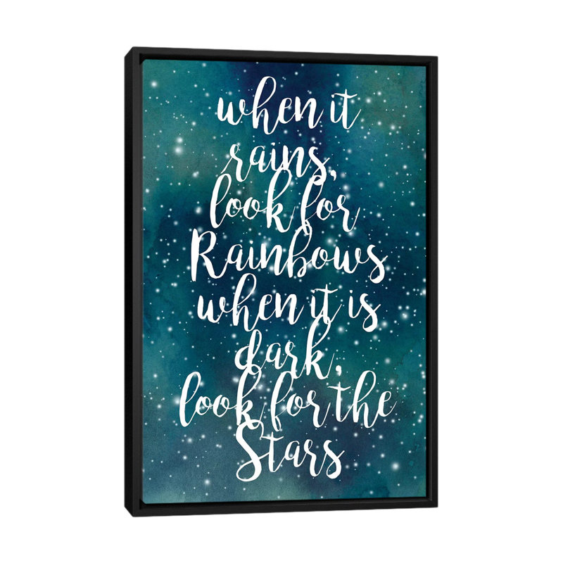 « galaxy quote i », art textuel sur toile, H 26 po x l 18 po x P 1,5 po, Toile avec cadre flottant noir, Pas de tapis