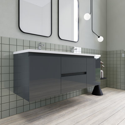 Meuble-lavabo double 60 po Alcester Ivy Bronx