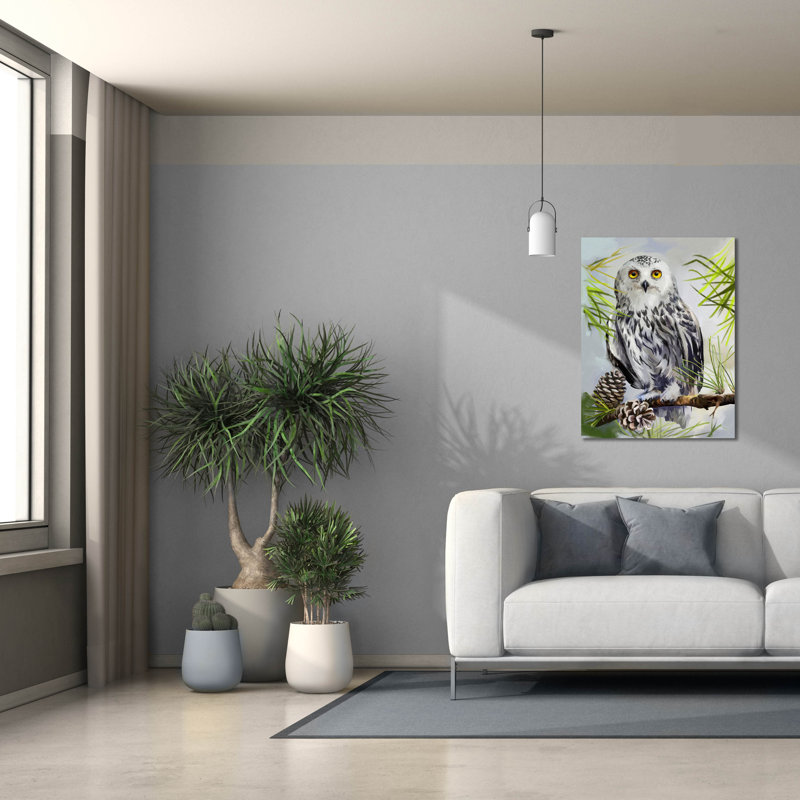  «Harfang des neiges assis sur une branche» par Kajenna, art mural sur toile, 26 po x 34 po, H 34 po x l 26 po