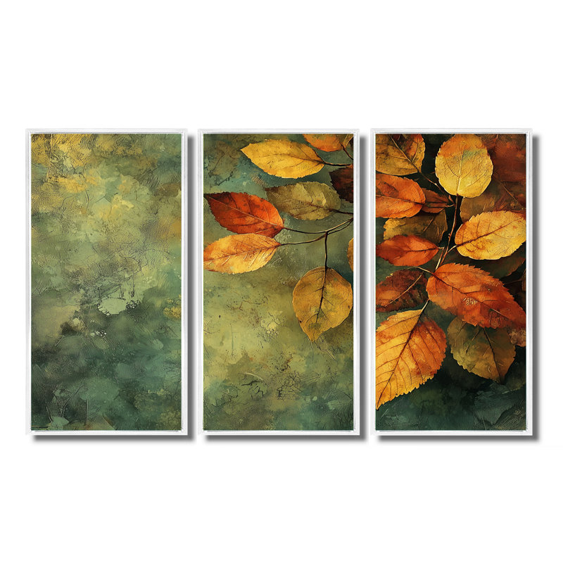 «Leaves Forest Tranquility III», ensemble de 3 feuilles d'art mural, H 32 po x l 48 po, Blanc