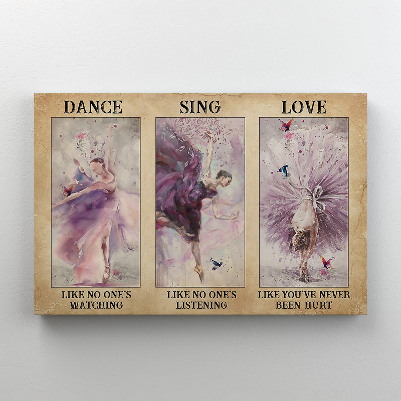 Ballet en mauve avec papillons - Danse comme personne - 1 reproduction d'art graphique sur toile tendue