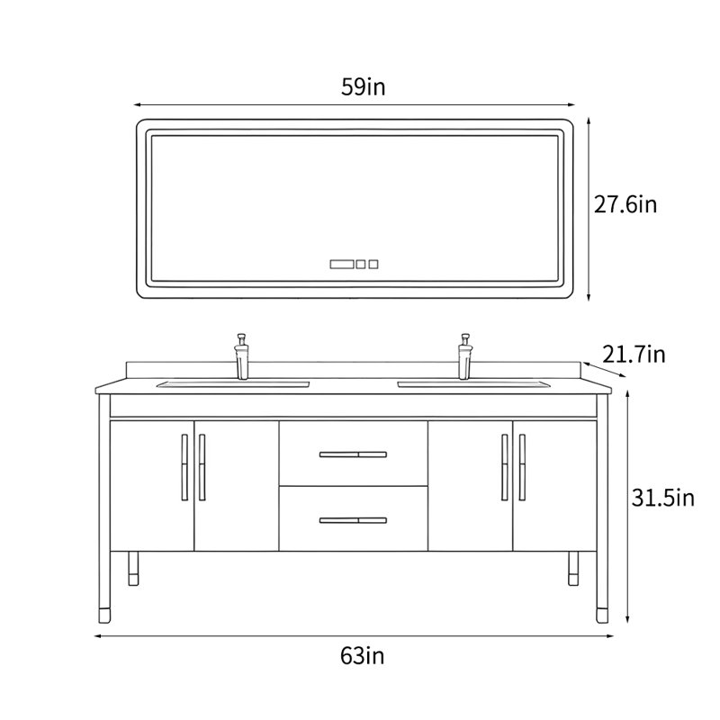 Chinese style luxurious bathroom Vanity, 63"