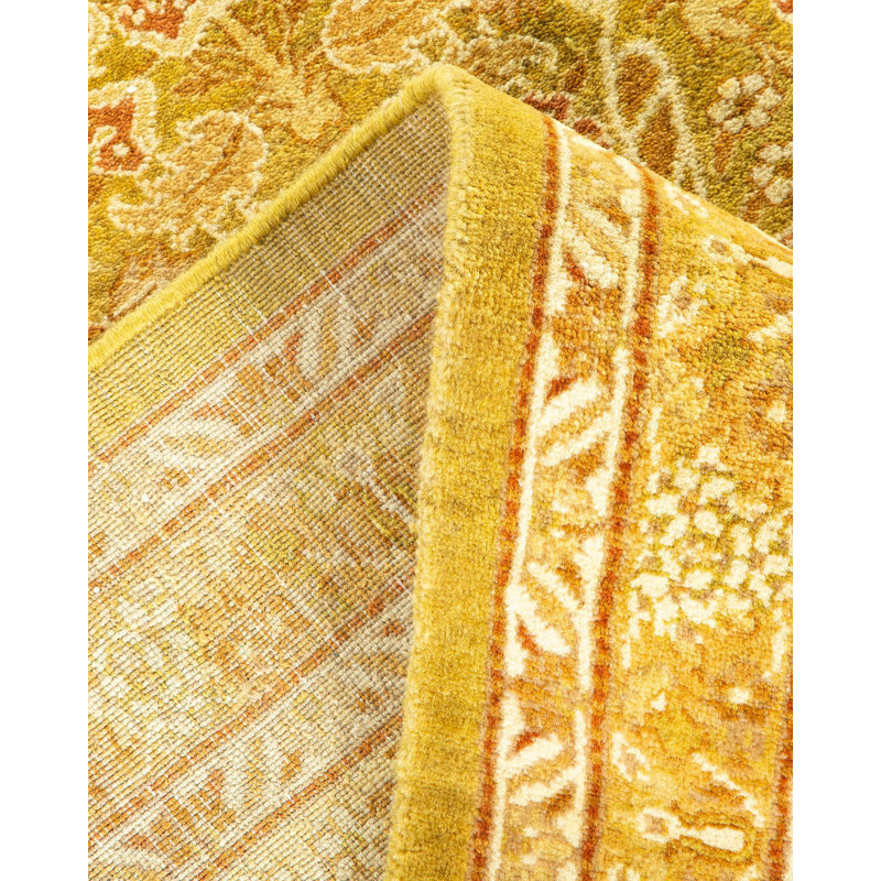 Tapis unique noué à la main Keenan - lime, 10 pi 1 po x 18 pi