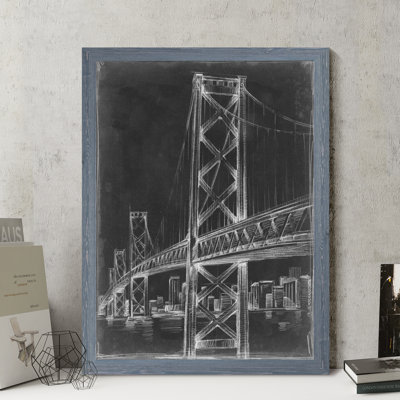 «Suspension Bridge Blueprint II» par Paul Cezanne - reproduction d'art encadrée