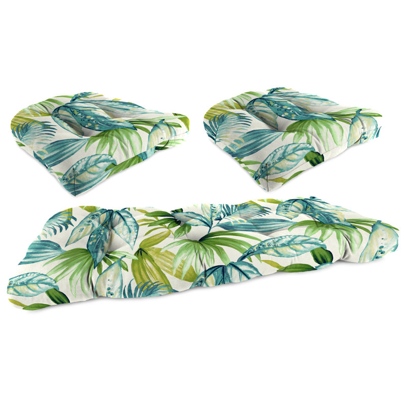 Outdoor Wicker Cushion Set for Bench and 2 Seats, Seneca Caribbean