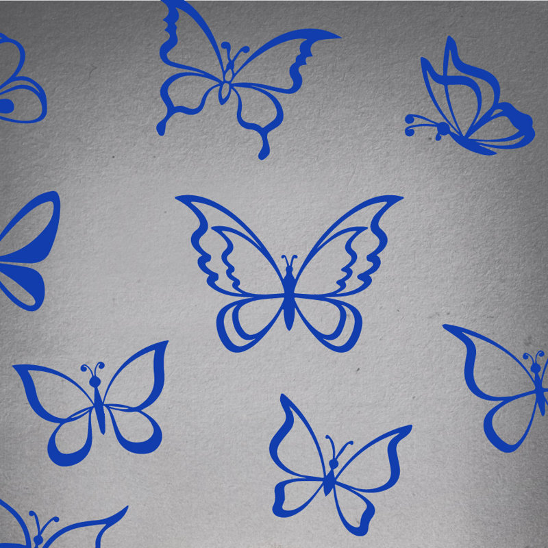 Adhésif décoratif papillon, H 24 po x l 25 po x P 0,01 po, Bleu foncé