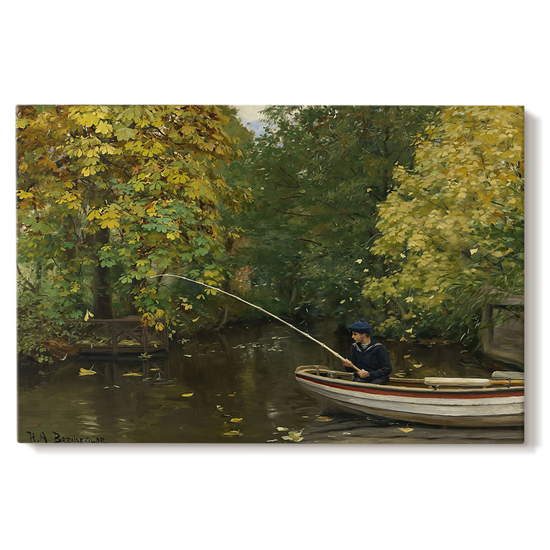 Garçon pêchant à bord d'un bateau - Hans Andersen Brendekilde - Toile tendue avec châssis-c. Fin du 19e siècle / début du 20e siècle