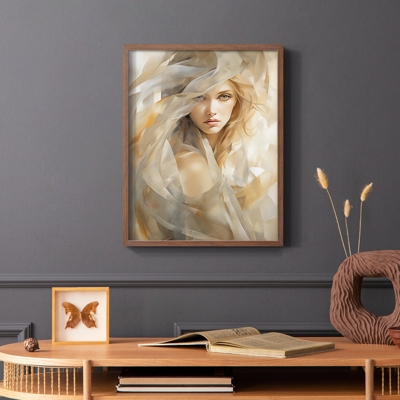 WOMEN Series Cxxxvii - reproduction encadrée de qualité supérieure - prête à être accrochée - aucun clou requis, Noyer