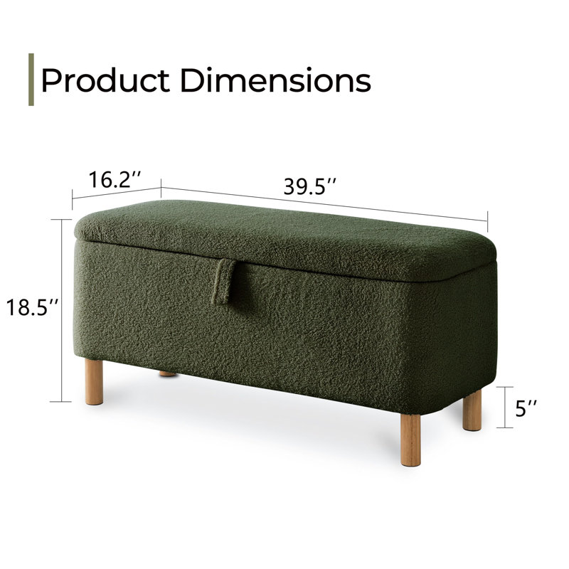 Dayvian 39.3" Storage Ottoman Bench for End of Bed, Green