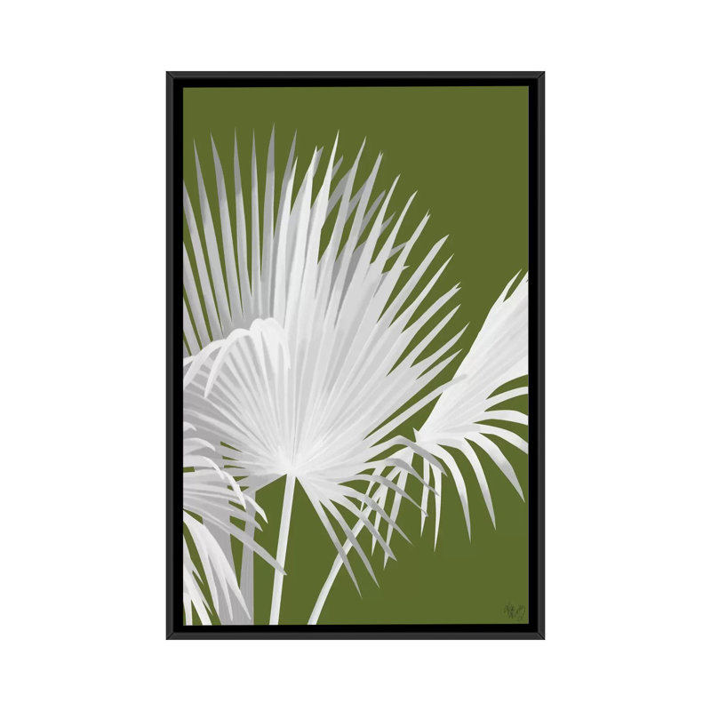 «Fan Palm IV», impression sur toile, H 26 po x l 18 po x P 1,5 po, Toile avec cadre noir, Pas de tapis