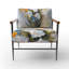 Bouquet de fleurs bleu et blanc avec des traits de crayon - Fauteuil de ferme en velours, fauteuil d'appoint rustique à motif floral-645403810