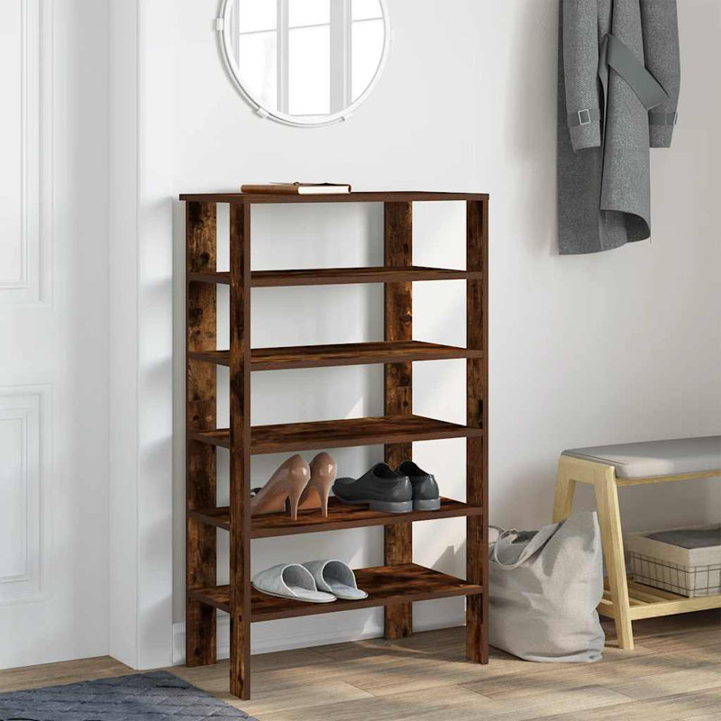 10 Pair Shoe Rack, Smoked Oak