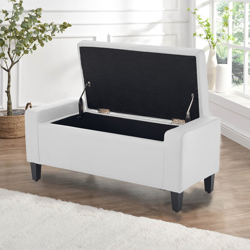Luxury Faux Leather Ottoman Stool, White