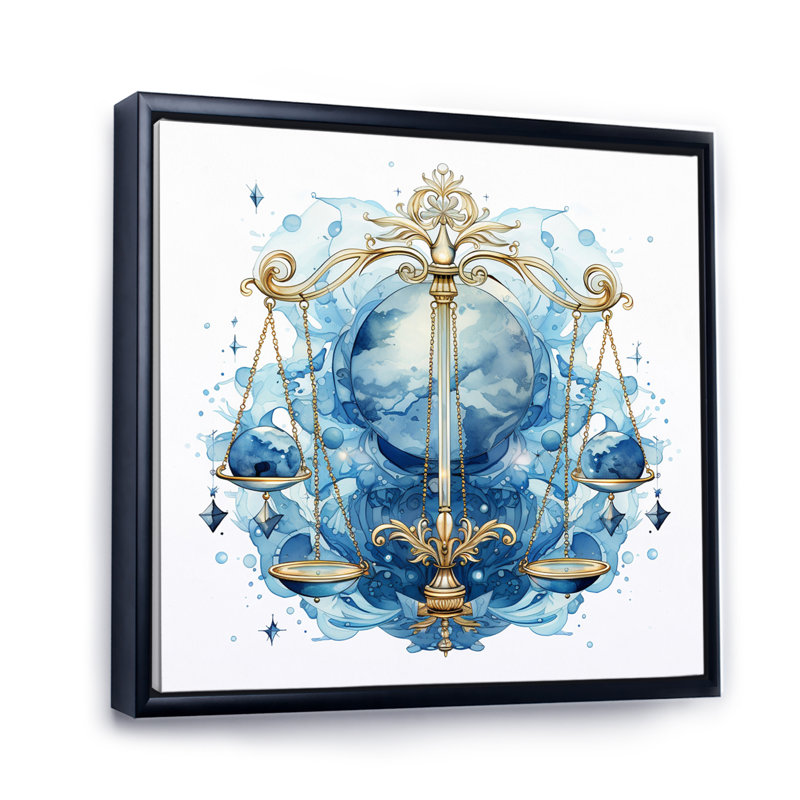 Balance, signe du zodiaque I sur toile, Cadre flottant noir, H 16 po x l 16 po x P 1 po