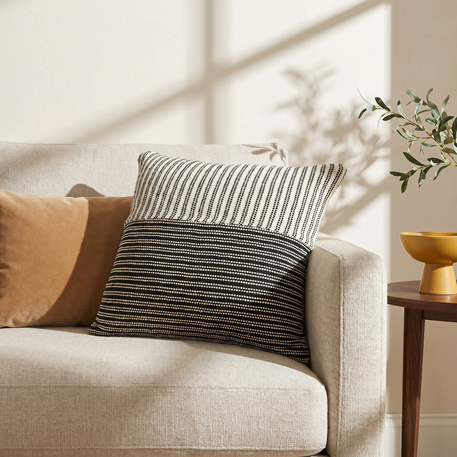 Entendu Collection Striped Cotton Throw Pillow, Down