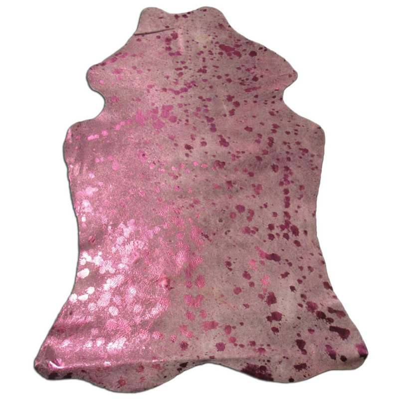 Handmade Mini Cowhide Pink Rug (46x40 inches)
