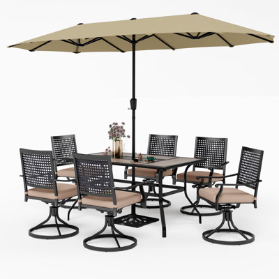 Leonard 6 - Person Patio Dining Set with Rectangular Table , Cushions Included