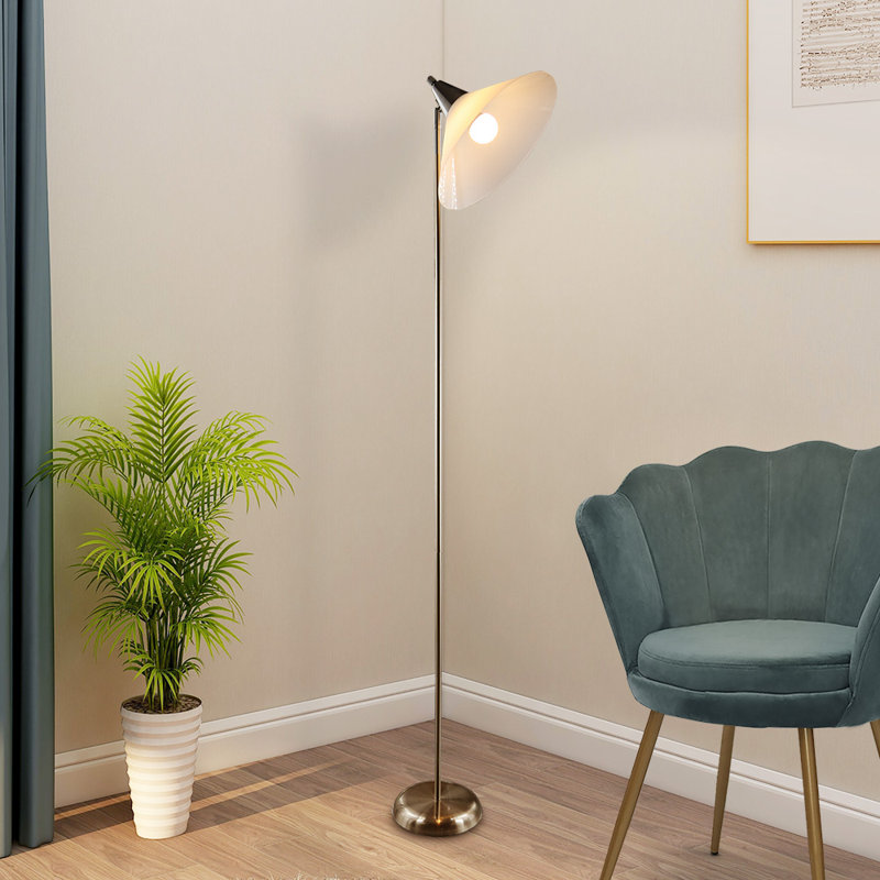 Chaudeville 70.08'' Satin Steel Torchiere Floor Lamp