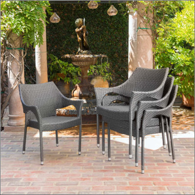 PE WICKER STACKING ARMCHAIR,4PCS