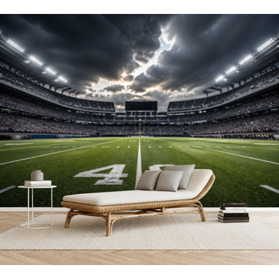 Papier peint adhésif autocollant amovible pour terrain de football américain, papier autocollant amovible, pour salon, chambre à coucher H 100 po x l 144 po