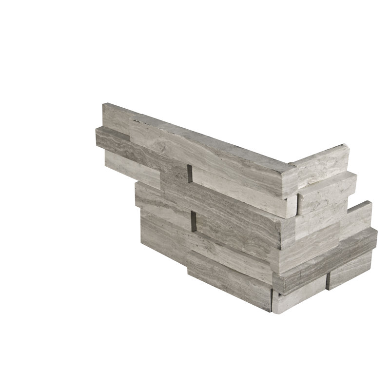 Stonecrest 6 in. x 18 in. Honed Marble Ledger Corner Wall Tile, Tivoli Sand