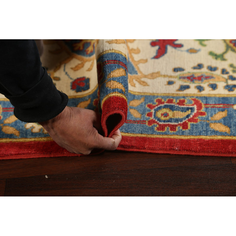 Tapis rouge noué à la main de conception unique 6 pi 6 po x 10 pi