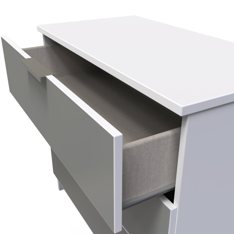 Fully Assembled Ritzman 3 - Drawer Chest of Drawers, Uniform Grey/White