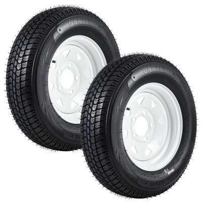 Ensemble de 2 pneus et roues pour remorque - ST175/80D13 à carcasse diagonale, indice de charge C 6PR, 1360 lb - Jante blanche de 13 pouces, 5 sur 4,5 pouces (5x4,5)