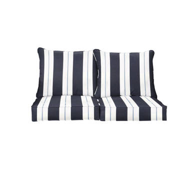 Rohando Stripe Outdoor/Indoor 2-Piece Deep Seat Cushion Set for Patio Furniture, Natural Grey Latitude Run Fabric: Gray