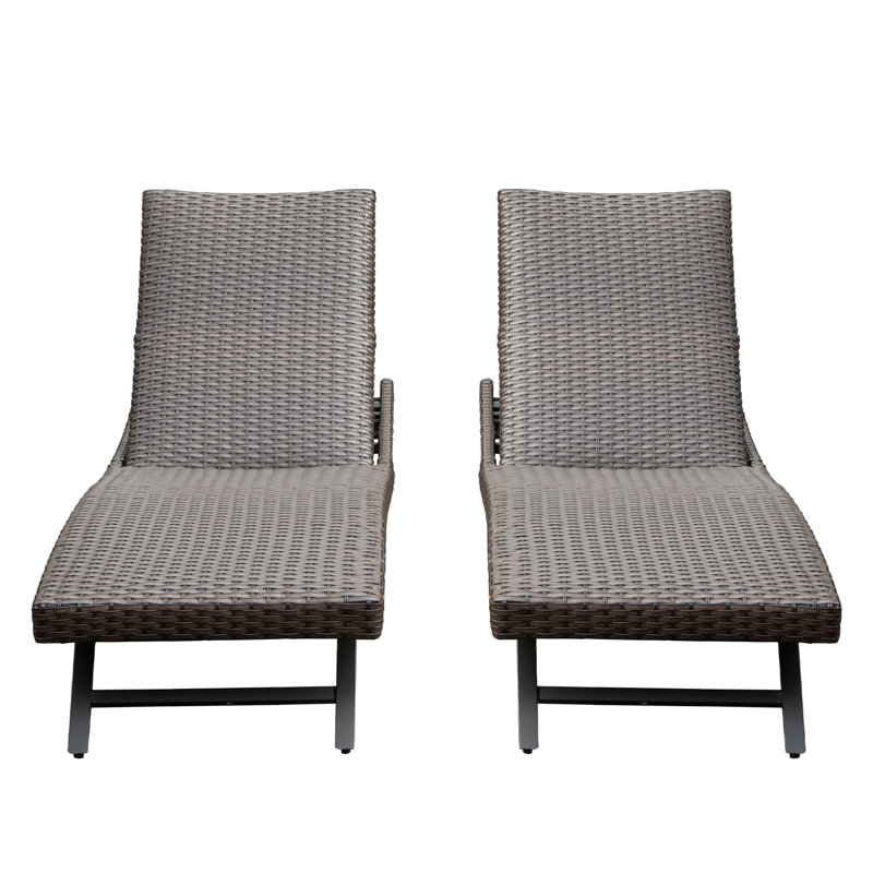 Chaise longue d'extérieur en osier 2 pièces